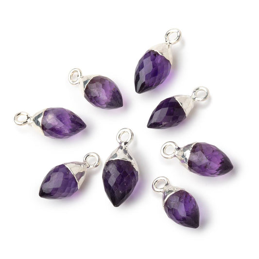 13x6-15x8mm Silver Leafed Amethyst Faceted Marquise Pendant 1 piece