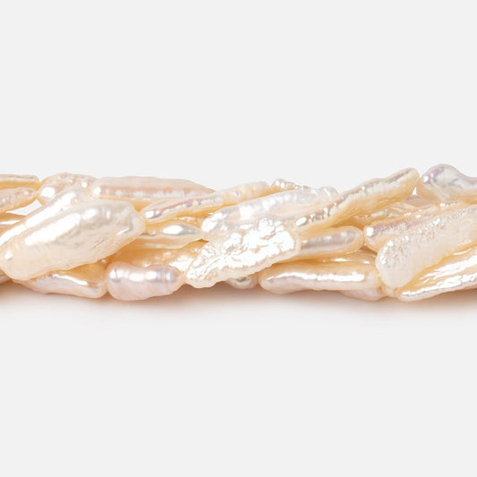 13x6-17x7mm Peach Straight Drill Biwa Freshwater Pearls 15.5 inch 22 Beads