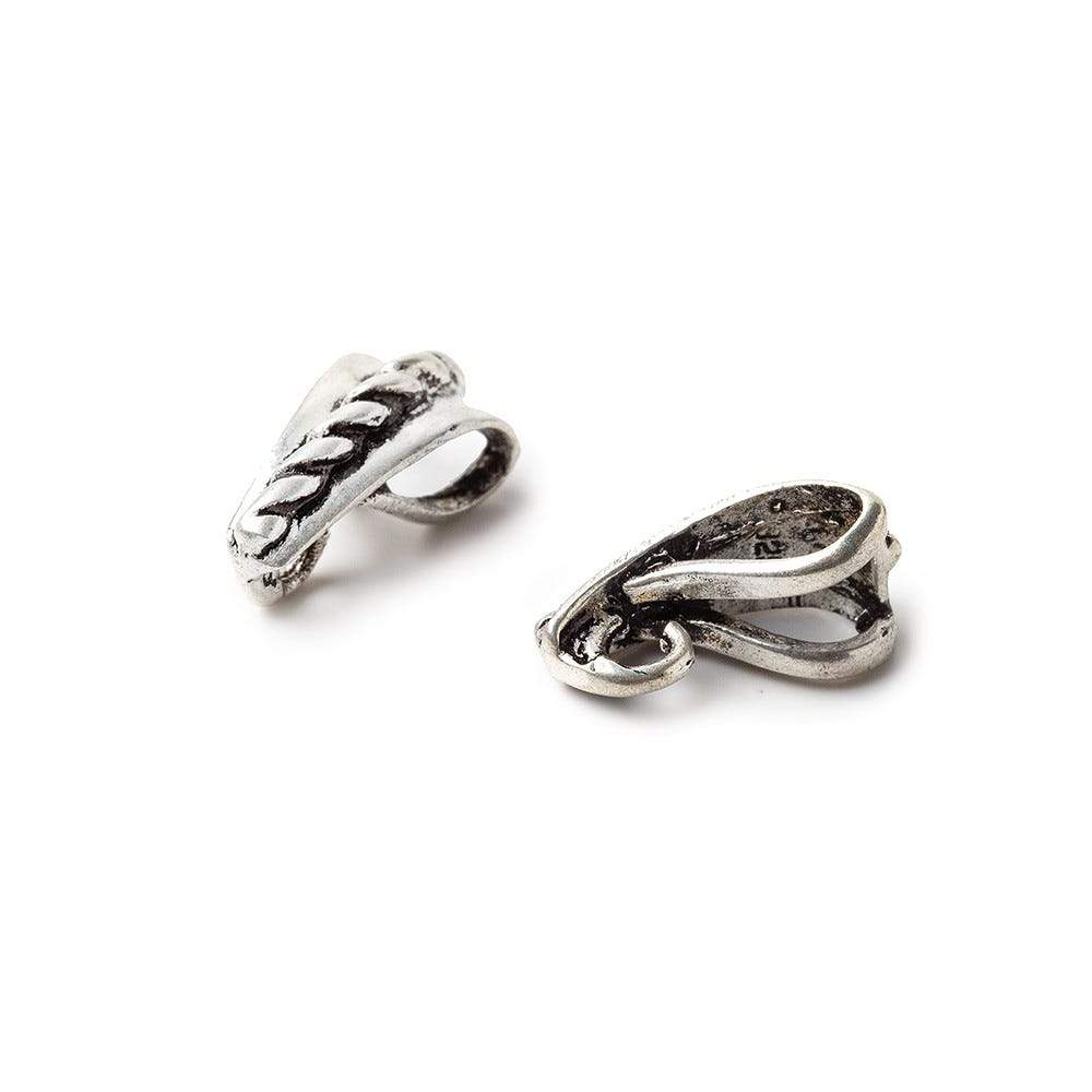 13x6mm Antiqued Sterling Silver Slider Style Twisted Rope Bail Set of 2