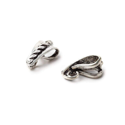13x6mm Antiqued Sterling Silver Slider Style Twisted Rope Bail Set of 2