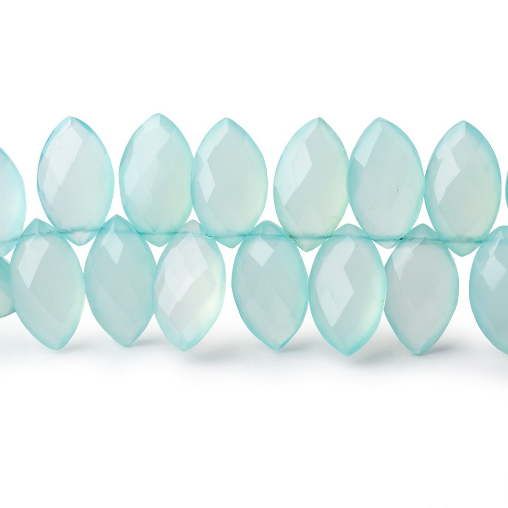 13x7-14x8mm Seafoam Blue Chalcedony Faceted Marquise Beads 8 inch 47 pieces