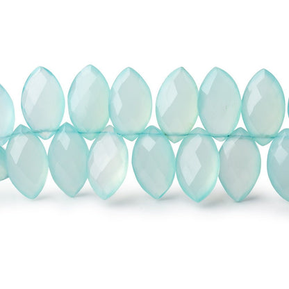 13x7-14x8mm Seafoam Blue Chalcedony Faceted Marquise Beads 8 inch 47 pieces