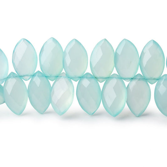 13x7-14x8mm Seafoam Blue Chalcedony Faceted Marquise Beads 8 inch 47 pieces