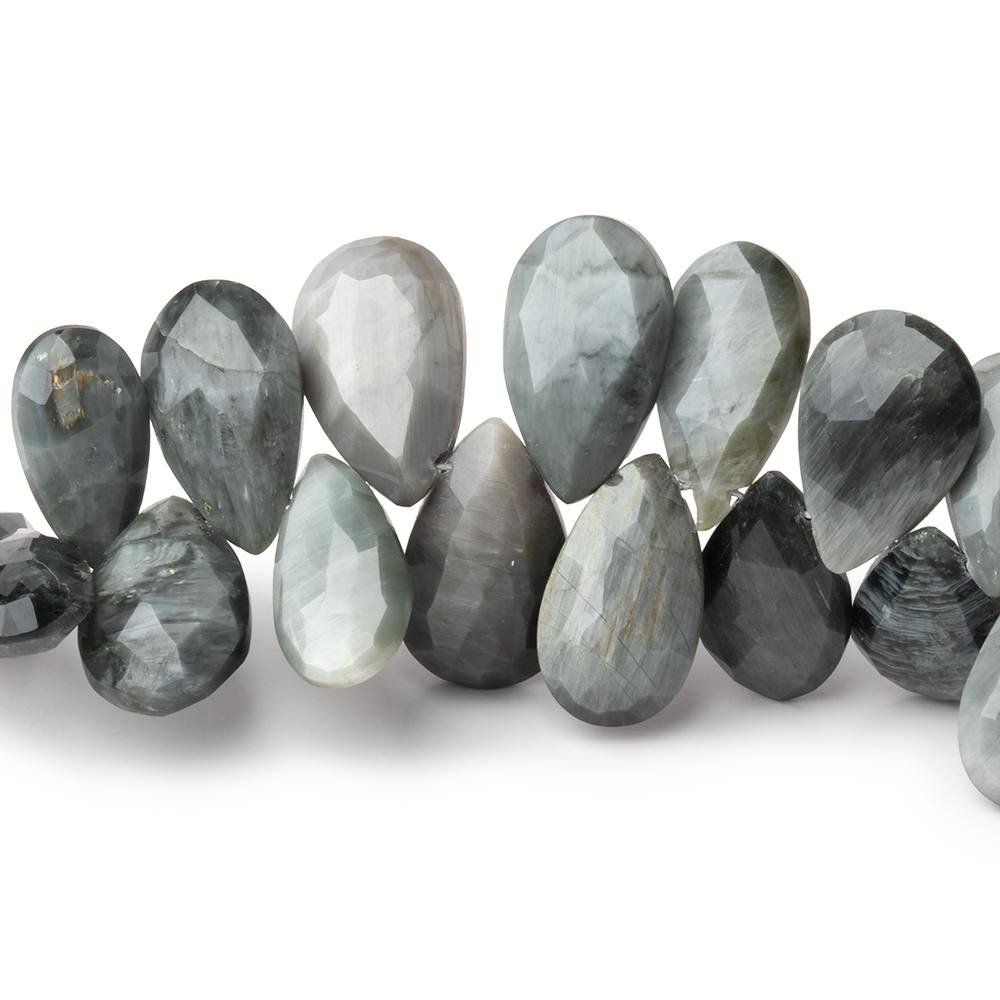 13x7-15x9mm Black Tiger's Eye Faceted Pear Beads 8 inch 52 pieces