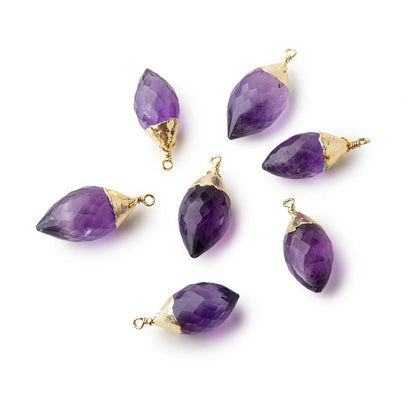 13x7-16x8mm Gold Leafed Amethyst Marquise Pendant 1 piece