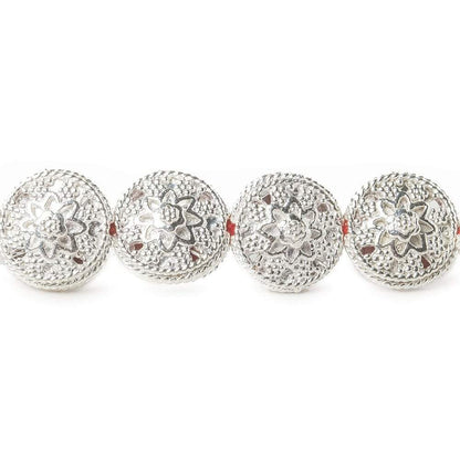 12x7mm Sterling Silver Plated Copper Bead Floral Disc 8 inch 16 pcs