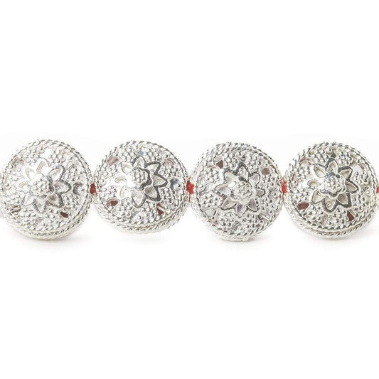 12x7mm Sterling Silver Plated Copper Bead Floral Disc 8 inch 16 pcs