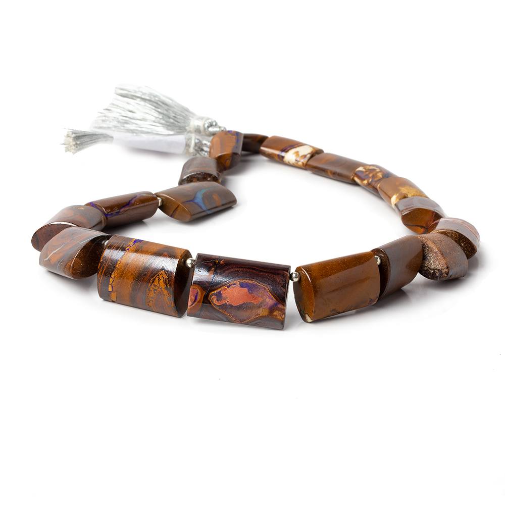 13x8.5-22x14.5mm Australian Boulder Opal plain oval tube beads 13.5 inch 17 pieces AA