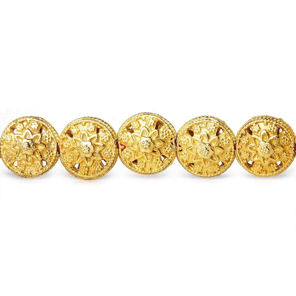 13x8.5mm 22kt Gold Plated Copper Bead Floral Disc 8 inch 16 pieces
