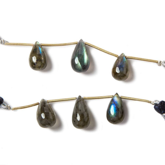 13x8mm to 14x7mm Labradorite Beads Plain Tear Drop Set of 3