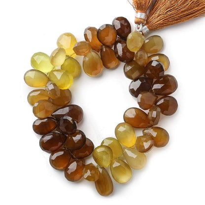 6x9mm Sepia Brown & Amber Golden Chalcedony Pears 8 inch 56 pcs