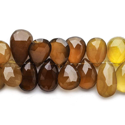 6x9mm Sepia Brown & Amber Golden Chalcedony Pears 8 inch 56 pcs