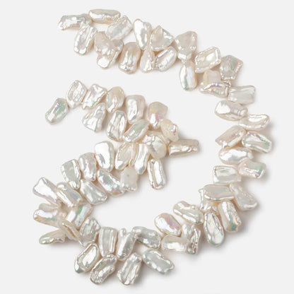 13x9-17x10mm White Top Drilled Biwa Freshwater Pearls 16 inch 69 pieces AAA