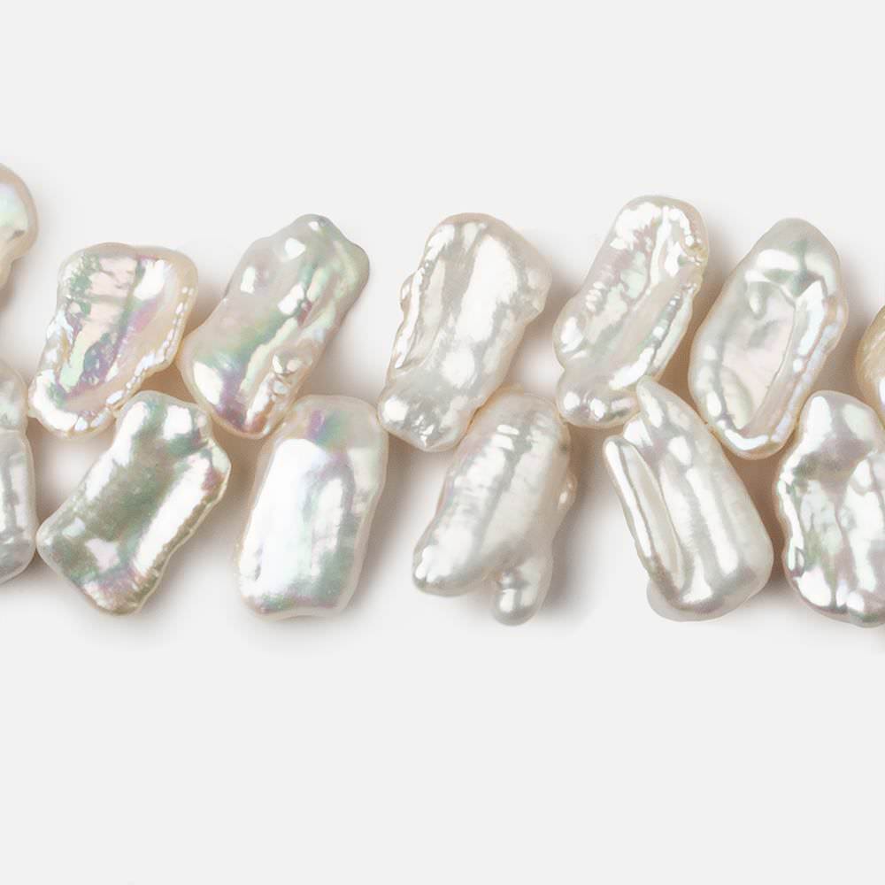 13x9-17x10mm White Top Drilled Biwa Freshwater Pearls 16 inch 69 pieces AAA