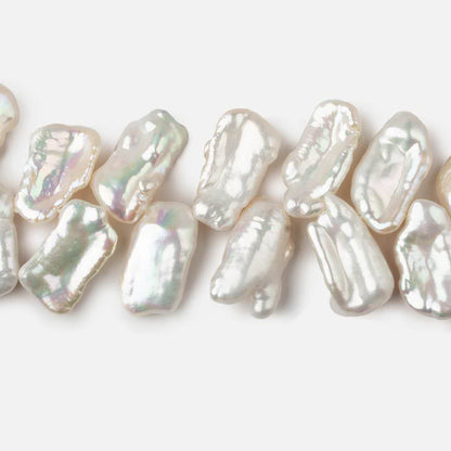 13x9-17x10mm White Top Drilled Biwa Freshwater Pearls 16 inch 69 pieces AAA