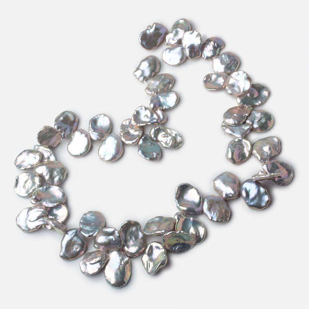 13x9-17x14mm Lilac Silver Top Drilled Keshi Freshwater Pearls 16 inch 53 pieces