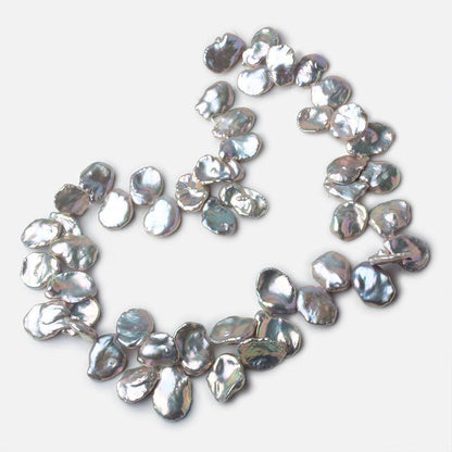 13x9-17x14mm Lilac Silver Top Drilled Keshi Freshwater Pearls 16 inch 53 pieces