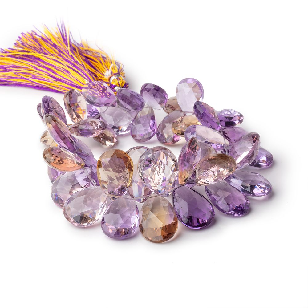 13x9-19x12mm Ametrine Faceted Pear Beads 7.5 inch 46 pieces