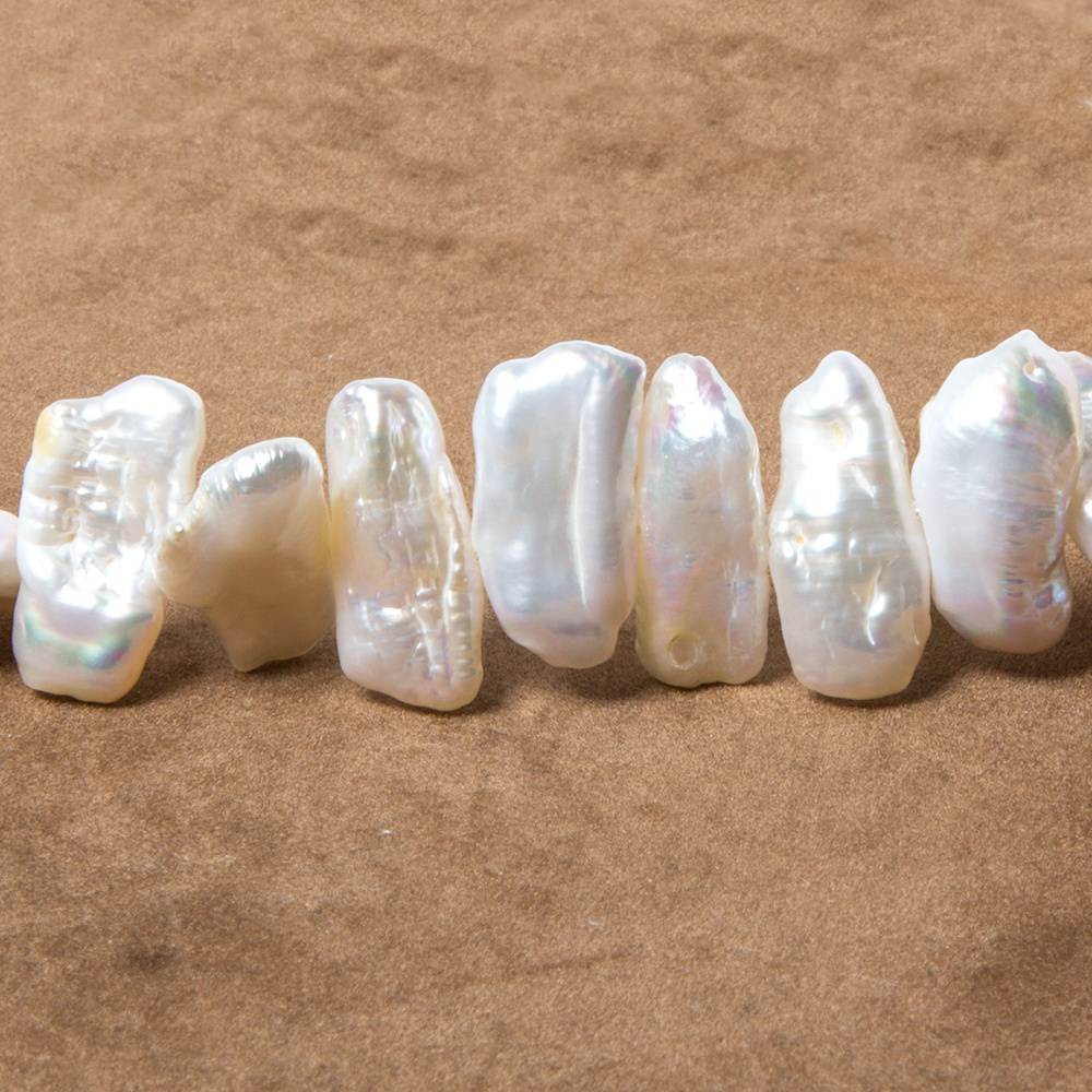 13x9-20x9mm White Biwa Freshwater Pearls 14.5 inch 50 pieces