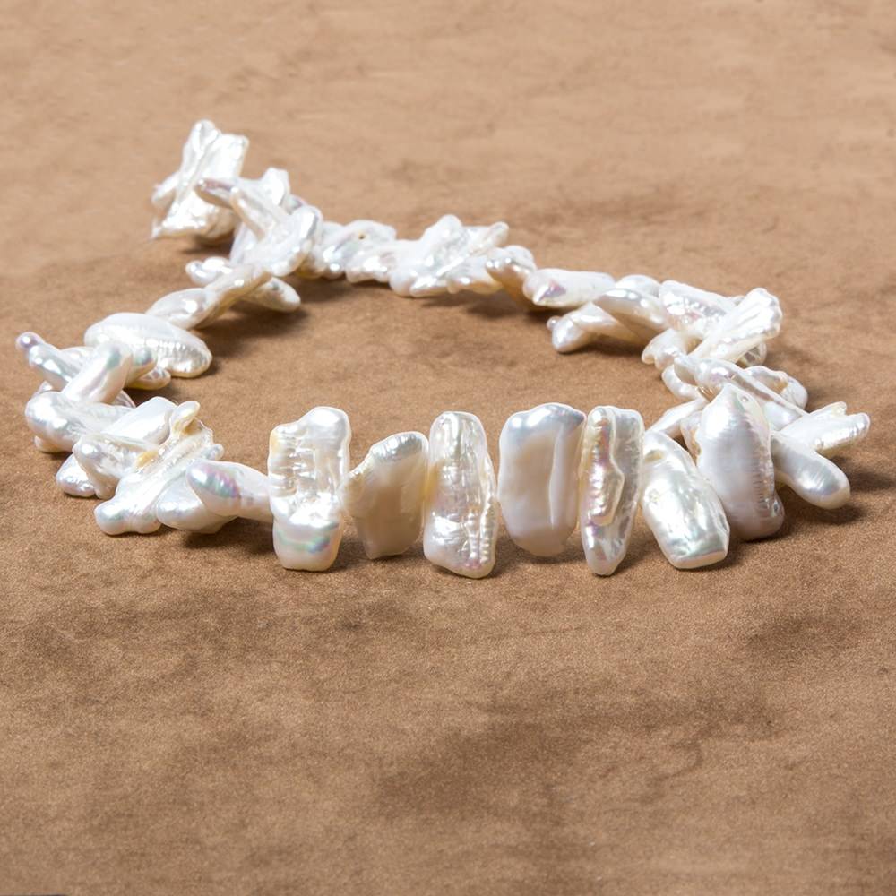 13x9-20x9mm White Biwa Freshwater Pearls 14.5 inch 50 pieces