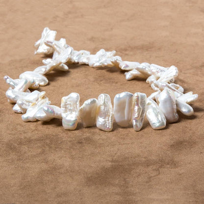 13x9-20x9mm White Biwa Freshwater Pearls 14.5 inch 50 pieces