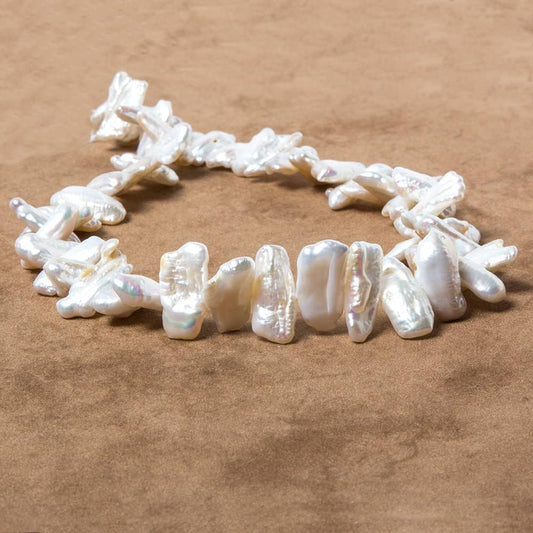 13x9-20x9mm White Biwa Freshwater Pearls 14.5 inch 50 pieces