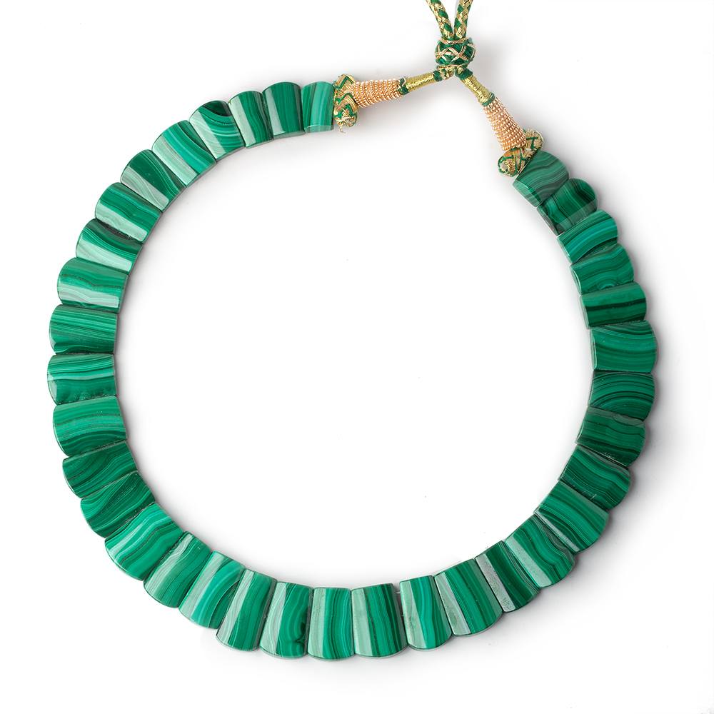 12x7-22x9mm Malachite double drilled plain fancy shape collar 39 beads