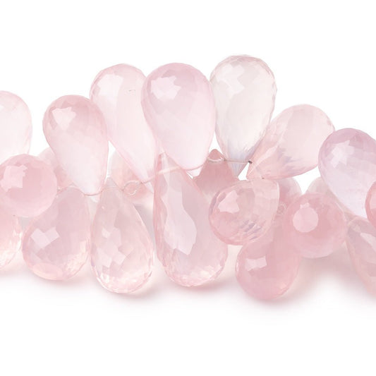 13x9-21x11mm Rose Quartz Faceted Tear Drop Beads 8 inch 54 pieces