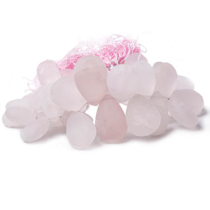 13x9-21x14mm Frosted Rose Quartz plain pear beads 8 inch 39 pieces