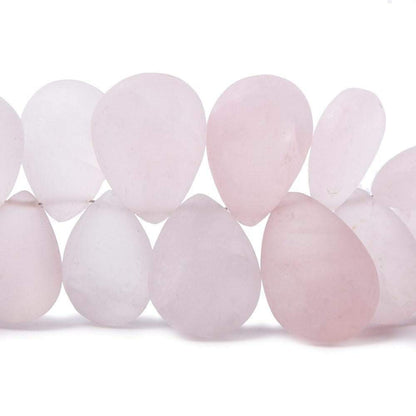 13x9-21x14mm Frosted Rose Quartz plain pear beads 8 inch 39 pieces