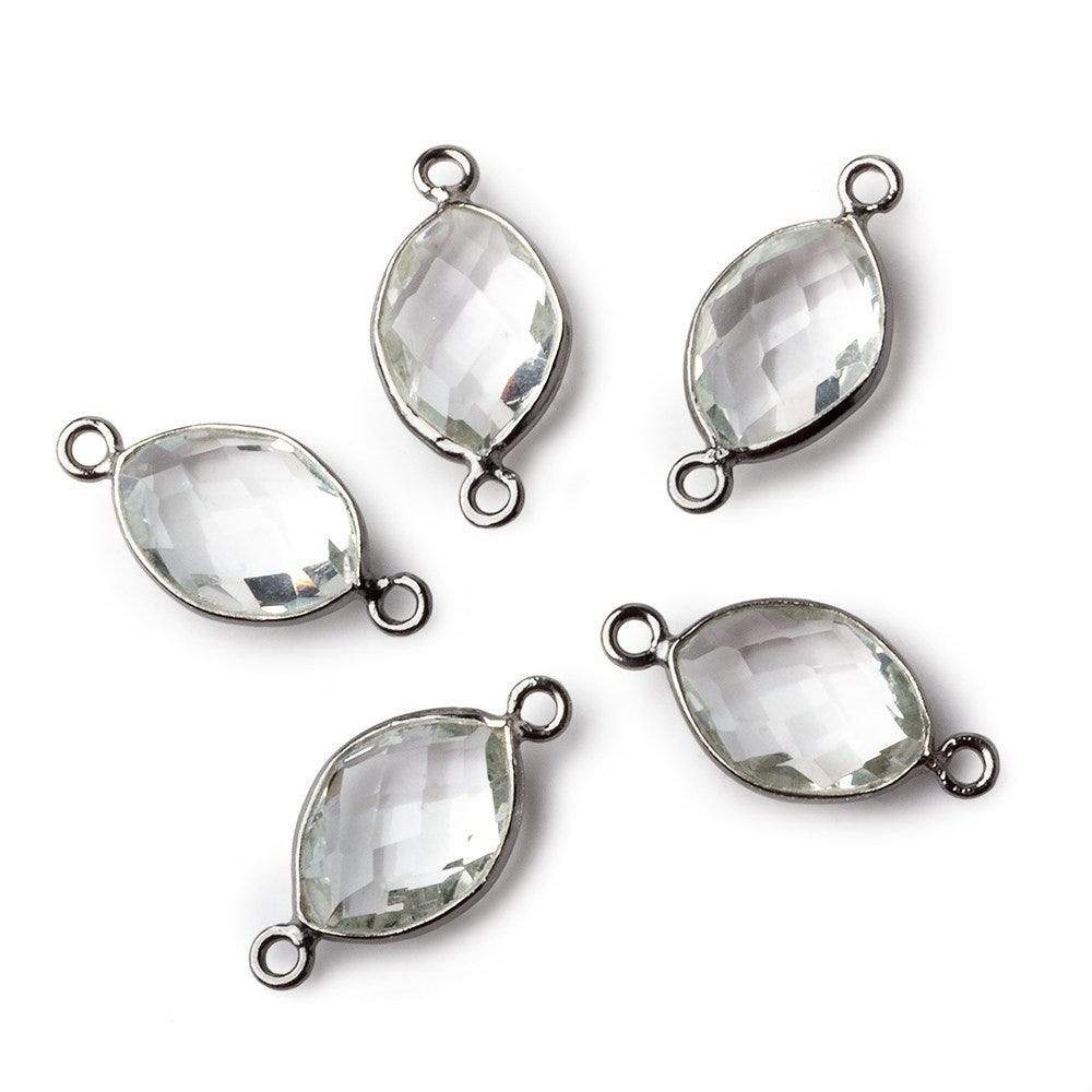 13x9mm Black Gold .925 Bezel Crystal HydroQuartz Marquise Connector 1 piece