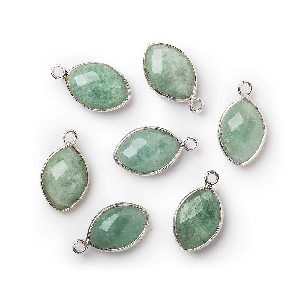 13x9mm Silver Bezel Aquamarine Marquise Pendant 1 piece