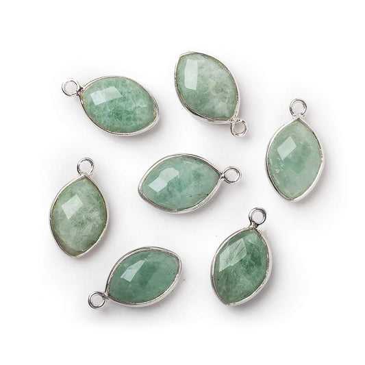 13x9mm Silver Bezel Aquamarine Marquise Pendant 1 piece