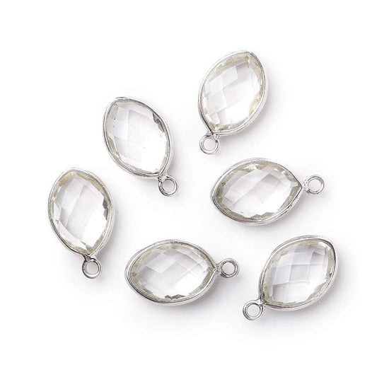 13x9mm Silver Bezel Crystal Quartz Marquise Pendant 1 piece