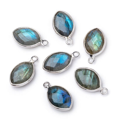13x9mm Silver Bezel Labradorite Marquise Pendant 1 piece