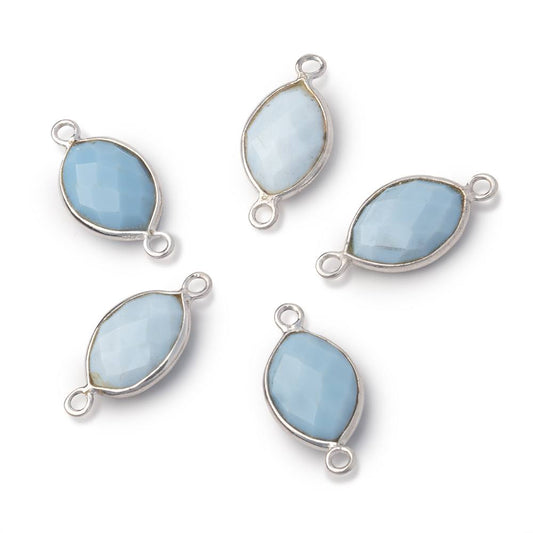 13x9mm Sterling Silver Bezel Owyhee Denim Opal Faceted Marquise 1 Connector