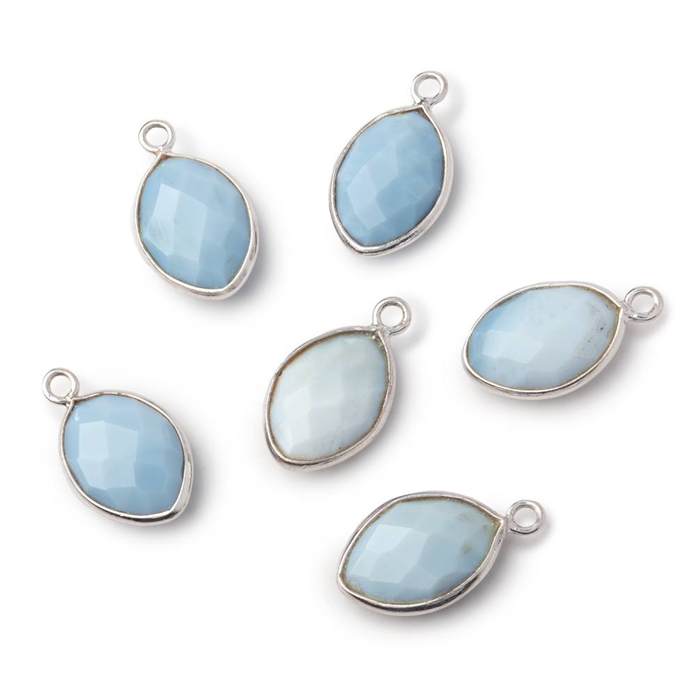 13x9mm Sterling Silver Bezel Owyhee Denim Opal Faceted Marquise 1 Pendant