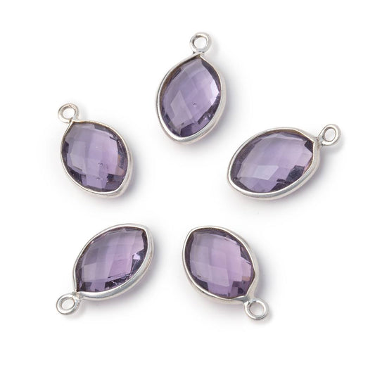 13x9mm Sterling Silver Bezel Pink Amethyst Faceted Marquise 1 Pendant