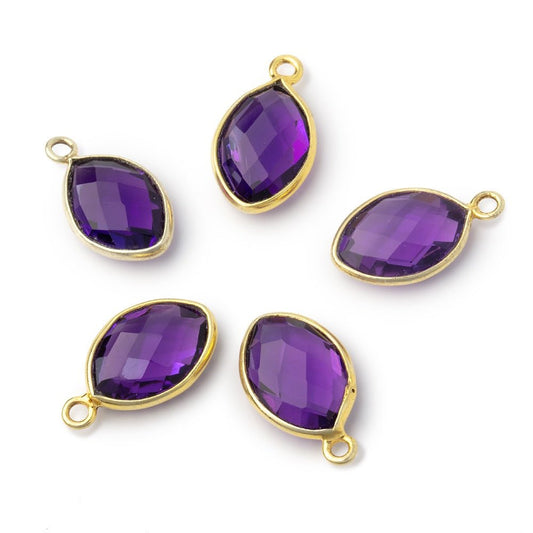 13x9mm Vermeil Bezel Amethyst Faceted Marquise 1 Pendant