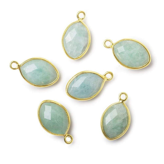 13x9mm Vermeil Bezel Aquamarine Marquise Pendant 1 piece