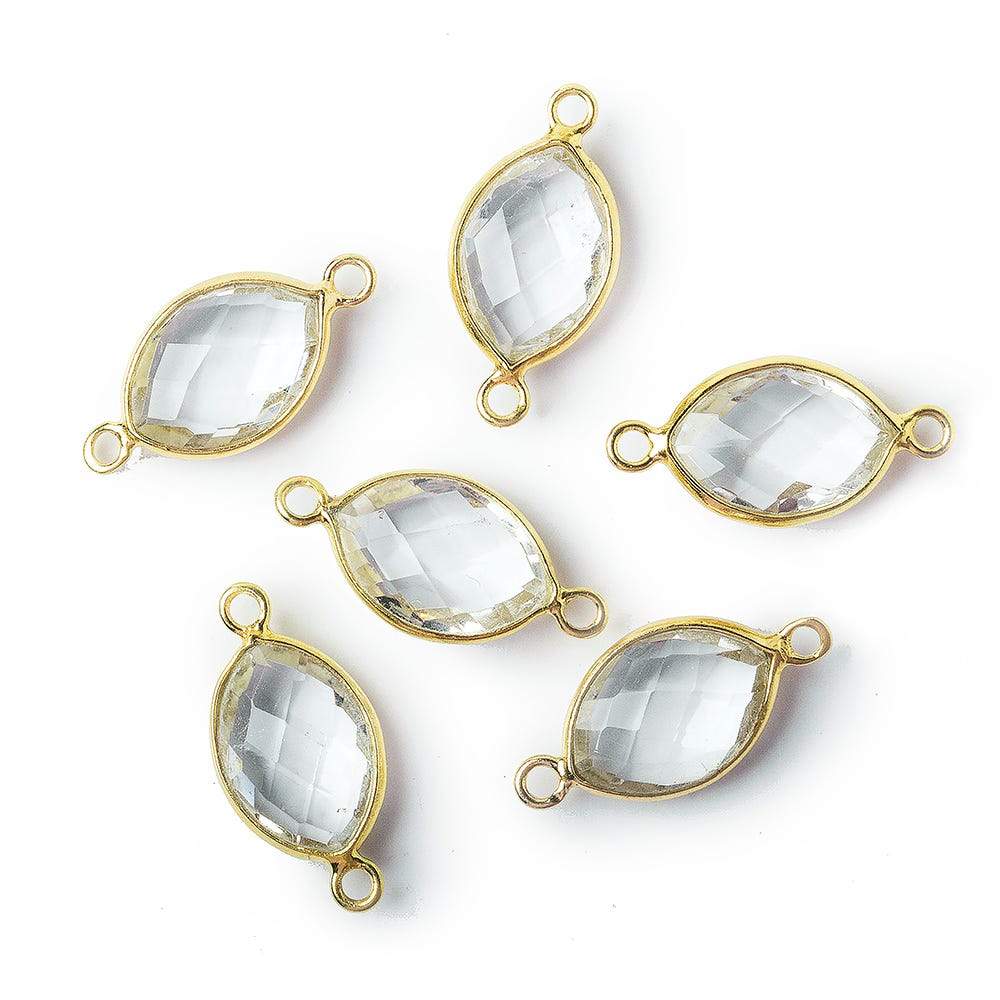 13x9mm Vermeil Bezel Crystal Quartz Marquise Connector 1 piece