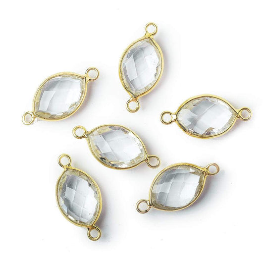 13x9mm Vermeil Bezel Crystal Quartz Marquise Connector 1 piece