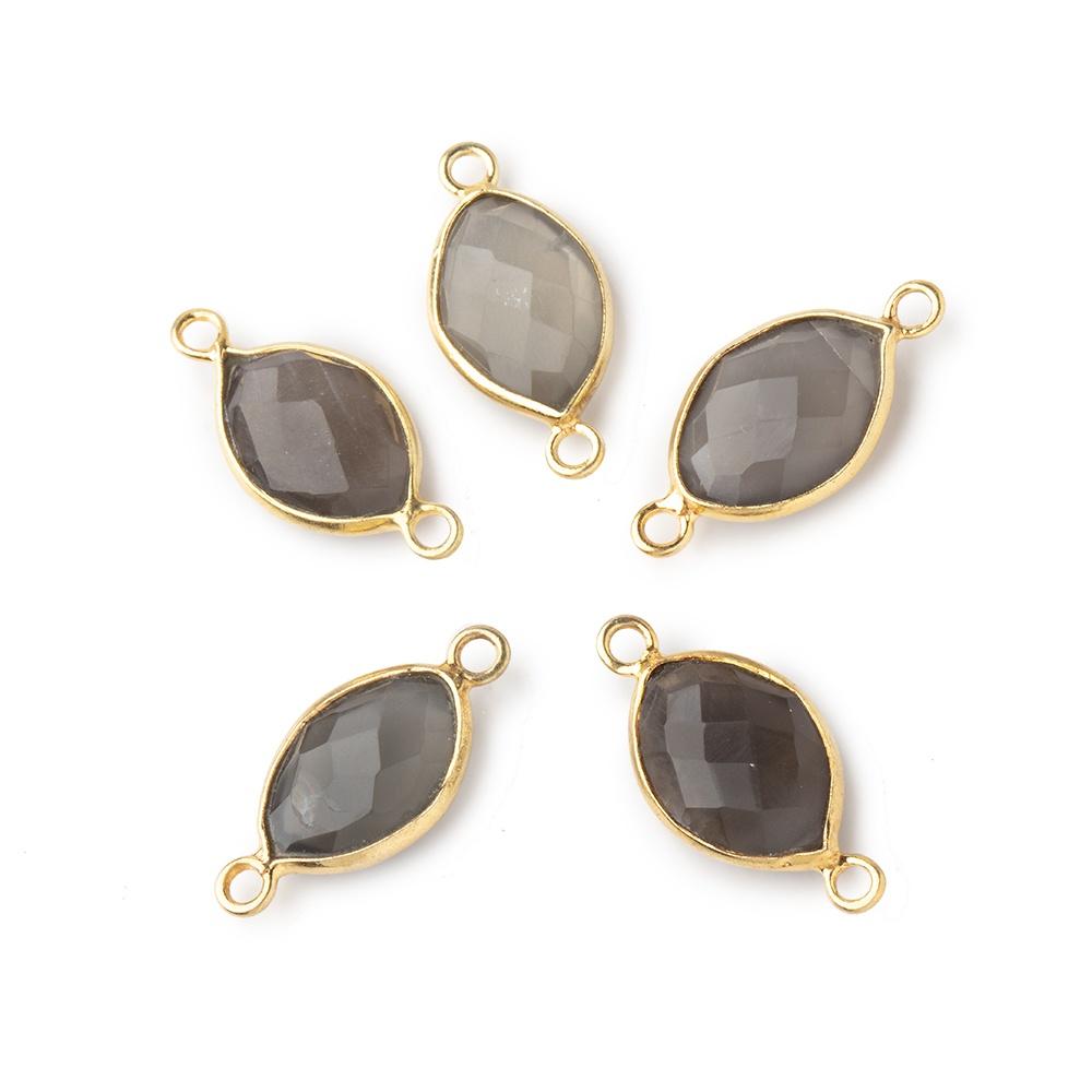 13x9mm Vermeil Bezel Grey Moonstone Marquise Connector 1 piece