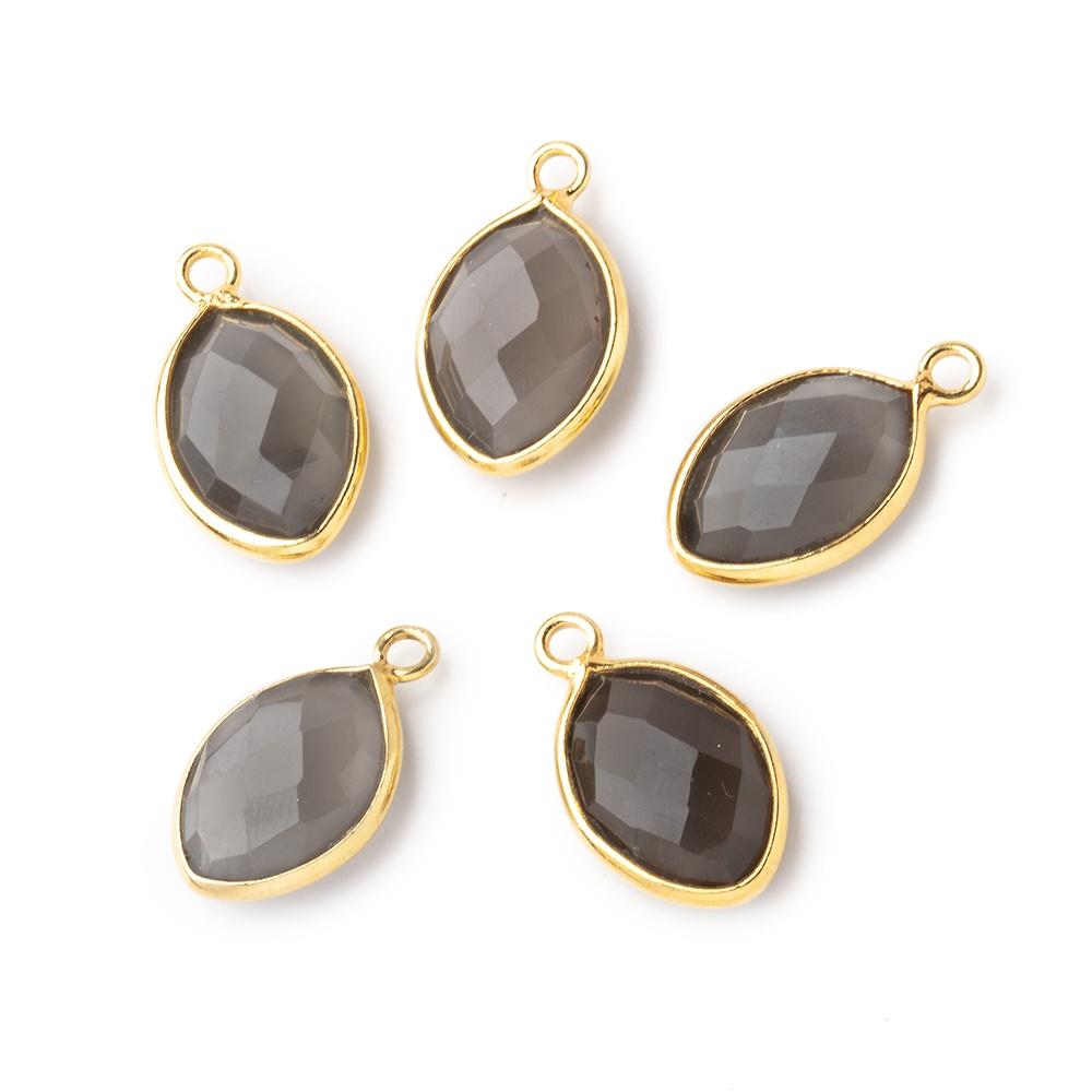 13x9mm Vermeil Bezel Grey Moonstone Marquise Pendant 1 piece