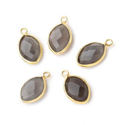 13x9mm Vermeil Bezel Grey Moonstone Marquise Pendant 1 piece