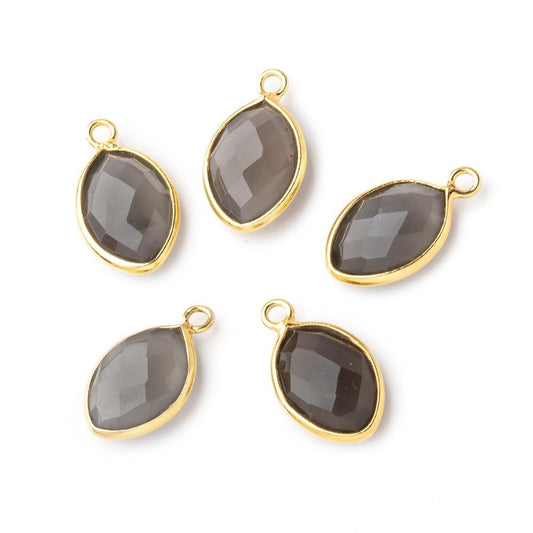 13x9mm Vermeil Bezel Grey Moonstone Marquise Pendant 1 piece