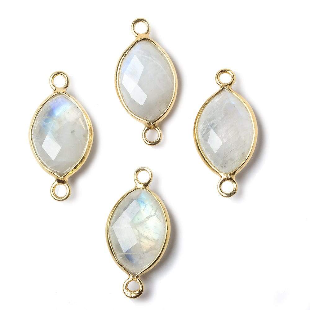 13x9mm Vermeil Bezel Rainbow Moonstone faceted marquise Petite Connector 1 piece