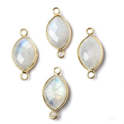13x9mm Vermeil Bezel Rainbow Moonstone faceted marquise Petite Connector 1 piece