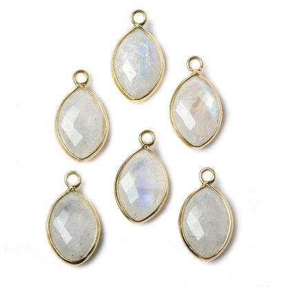 13x9mm Vermeil Bezel Rainbow Moonstone faceted marquise Petite Pendant 1 piece