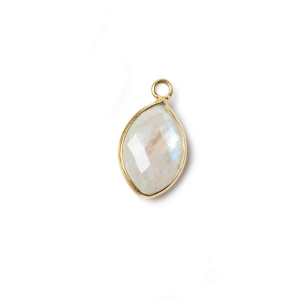 13x9mm Vermeil Bezel Rainbow Moonstone faceted marquise Petite Pendant 1 piece